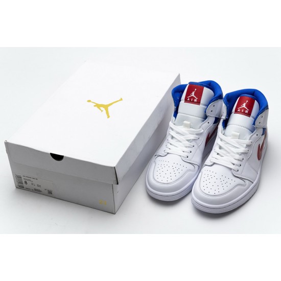 Nike Air Jordan 1 Mid SE White Blue Red BQ6472-164