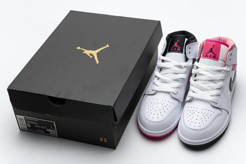 Nike Air Jordan 1 Mid White Black Hyper Pink 555112 106 4 - www.kickbulk.org